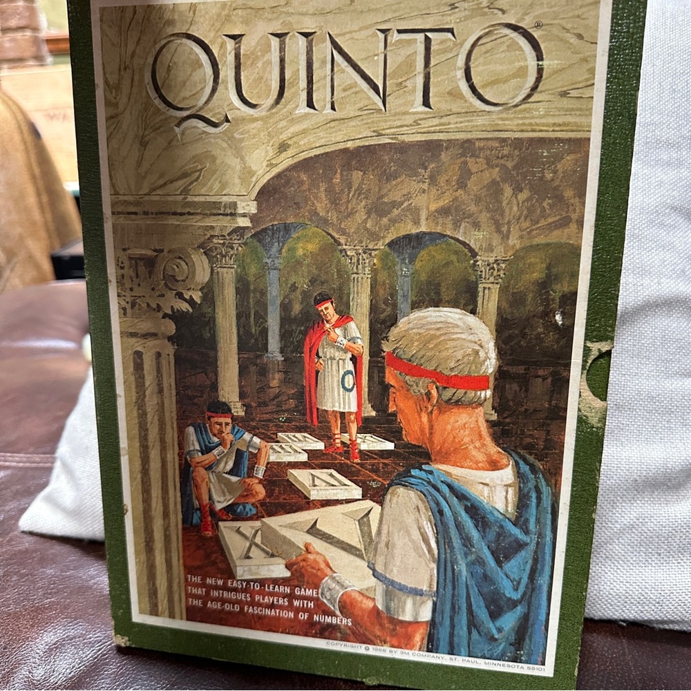 Quinto 3M Bookshelf Board Game‎ Strategy Tiles Numbers Vintage 1968 Complete